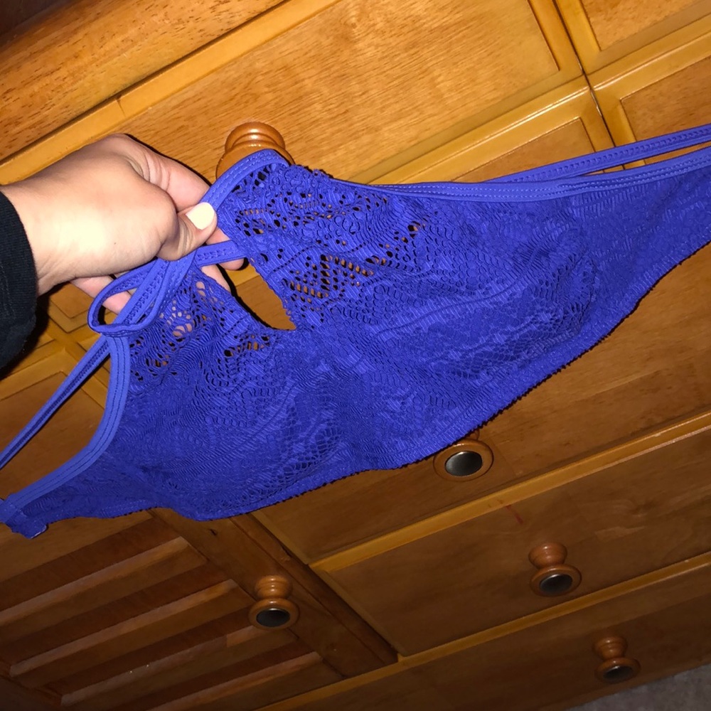 A purple bathing suit top